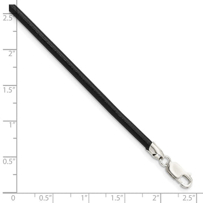 Sterling Silver 20Inch 3mm Black Leather Cord Necklace
