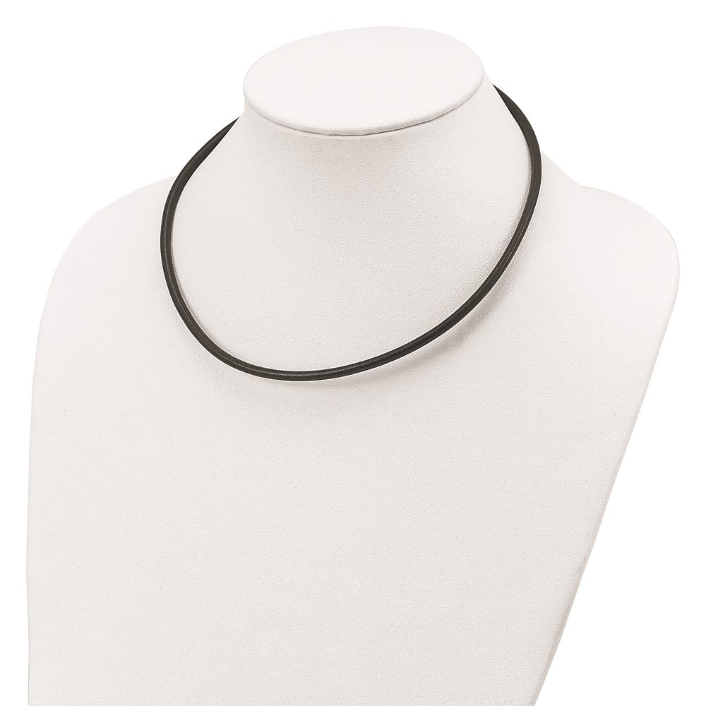 Sterling Silver 20Inch 4mm Black Leather Necklace