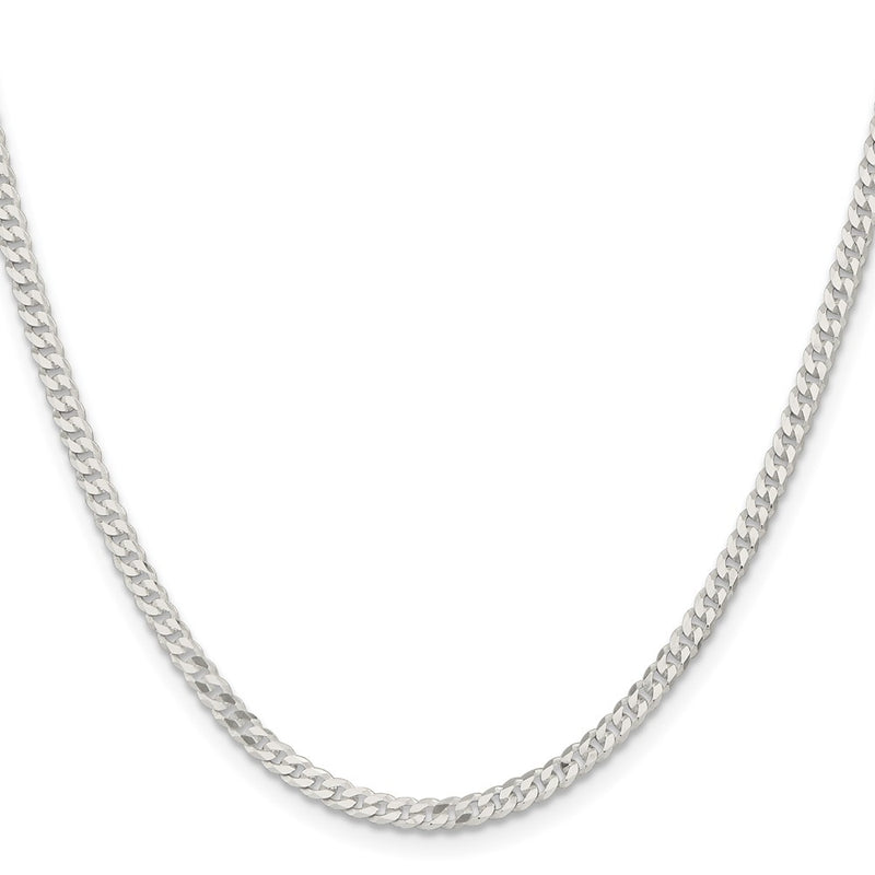 30 Inch Sterling Silver 3.15mm Flat Curb Chain Necklace