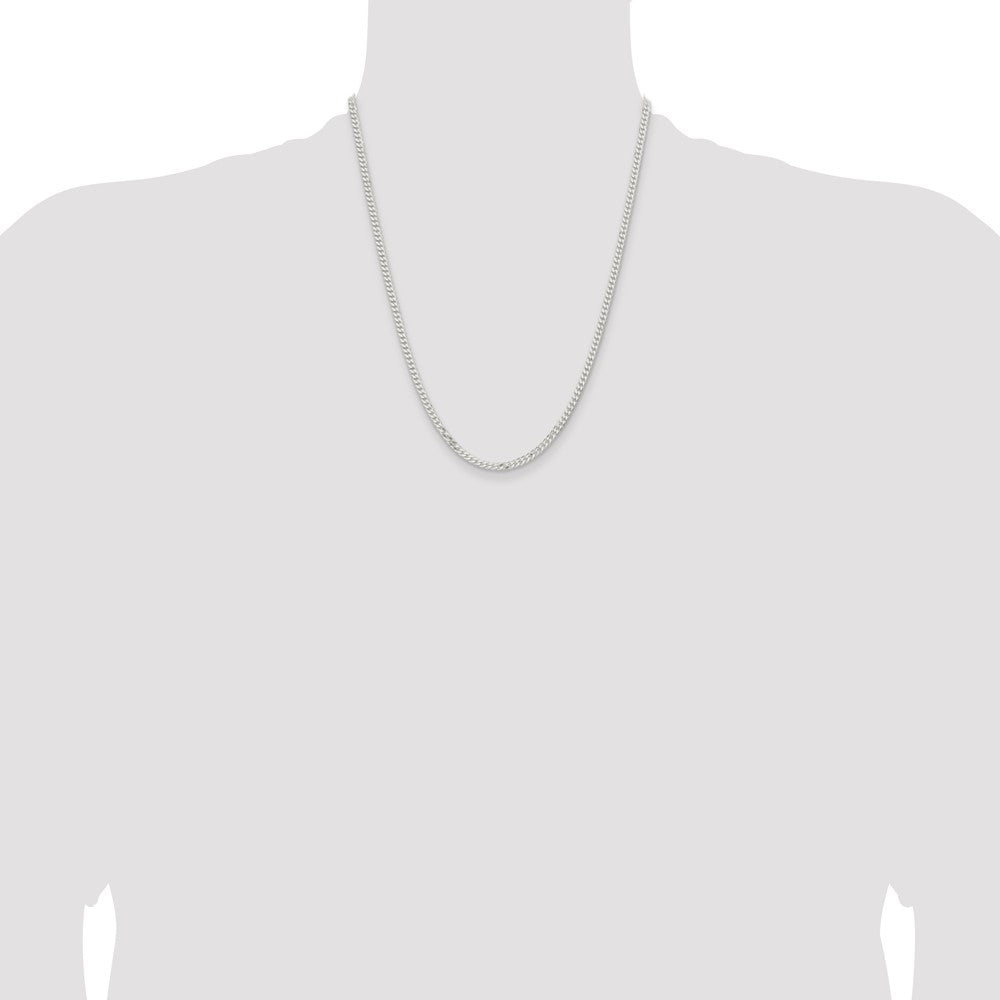 22 Inch Sterling Silver 3.15mm Flat Curb Chain Necklace