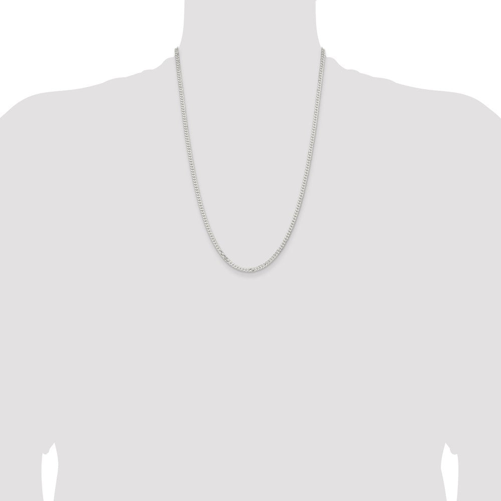 24 Inch Sterling Silver 3.15mm Flat Curb Chain Necklace