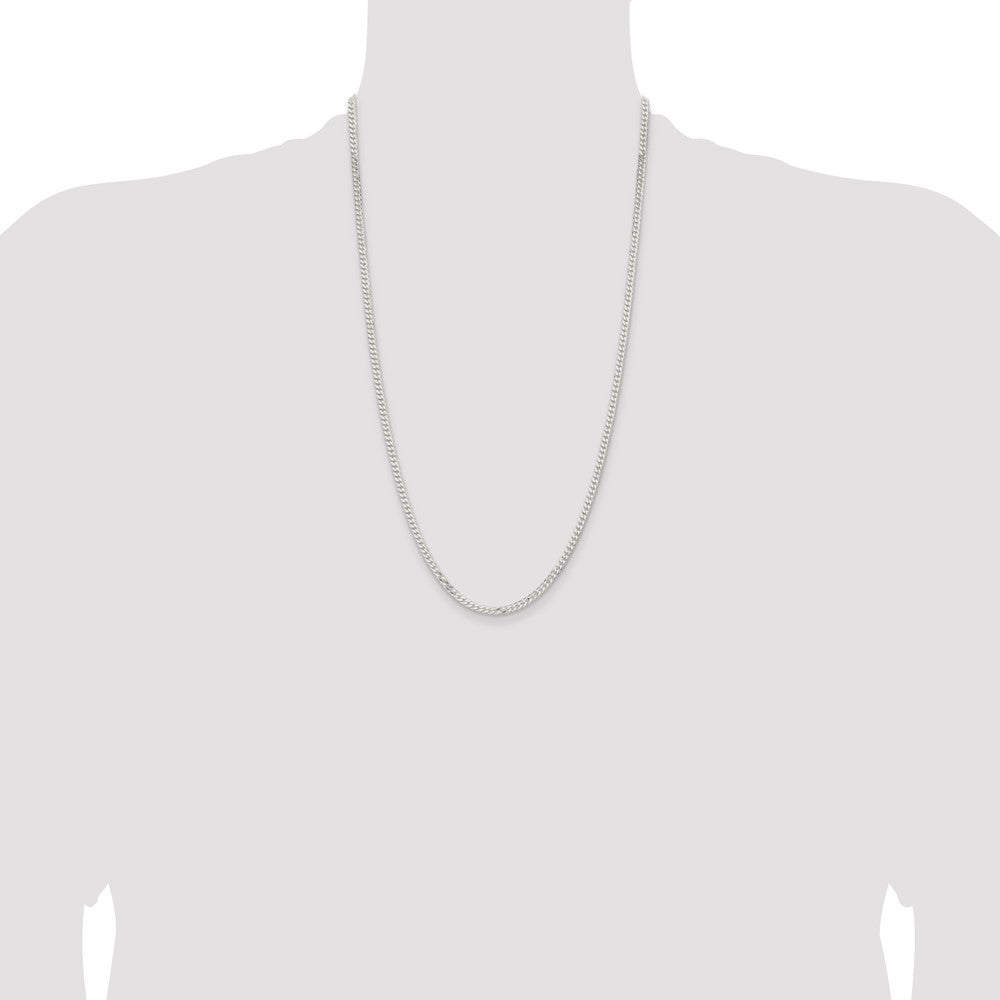 26 Inch Sterling Silver 3.15mm Flat Curb Chain Necklace