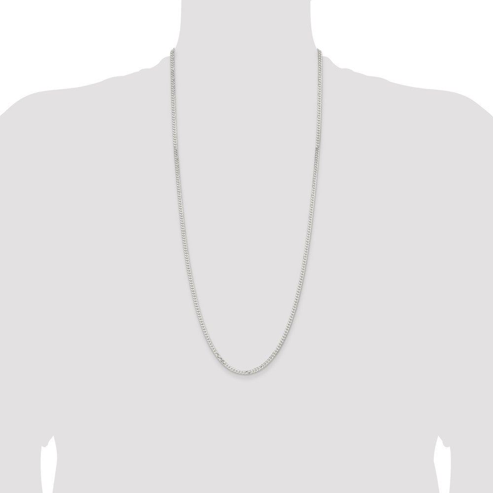 30 Inch Sterling Silver 3.15mm Flat Curb Chain Necklace