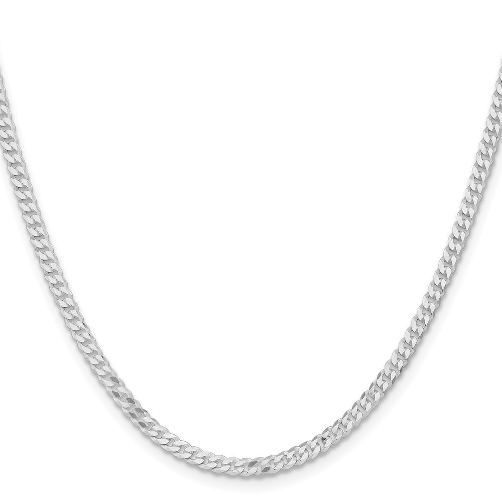 Sterling Silver Rhodium-Plated 3.15mm Flat Curb Chain