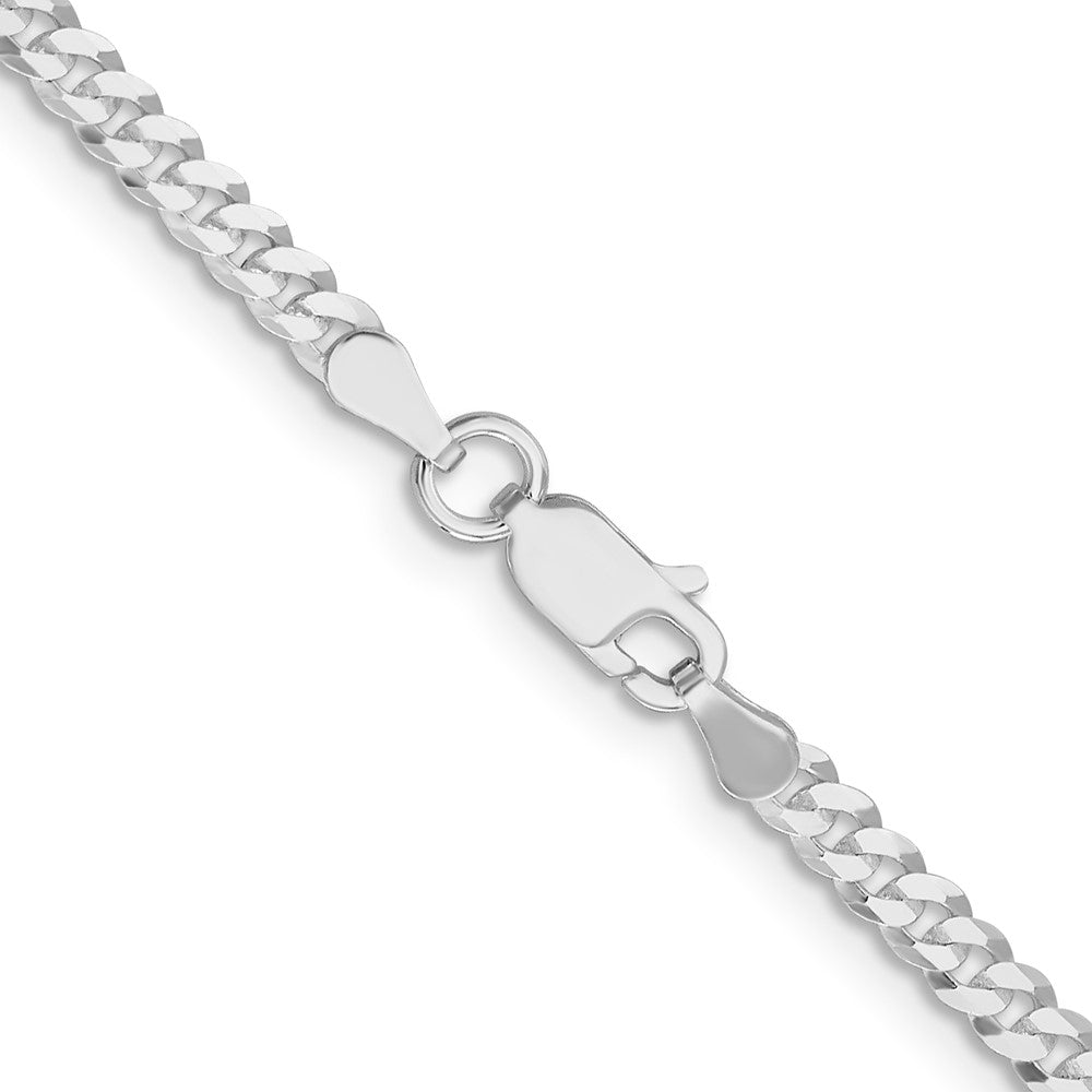 Sterling Silver Rhodium-Plated 3.15mm Flat Curb Chain