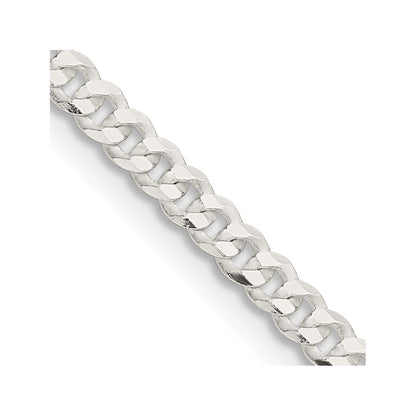 16 Inch Sterling Silver 3.15mm Flat Curb Chain Necklace