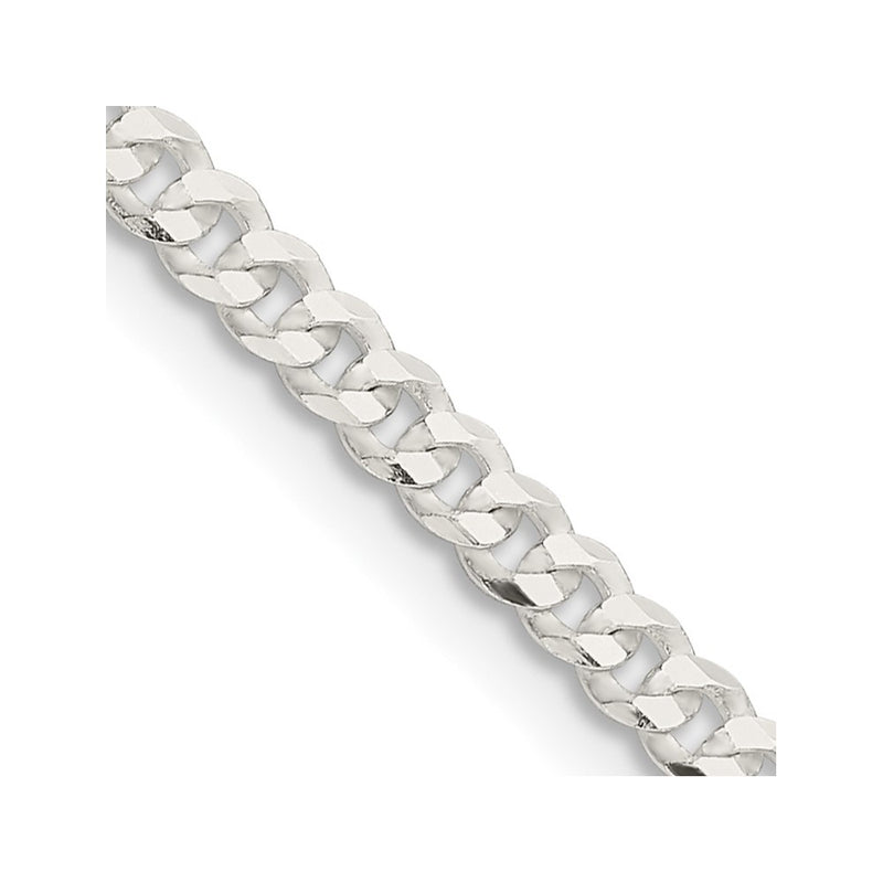 30 Inch Sterling Silver 3.15mm Flat Curb Chain Necklace