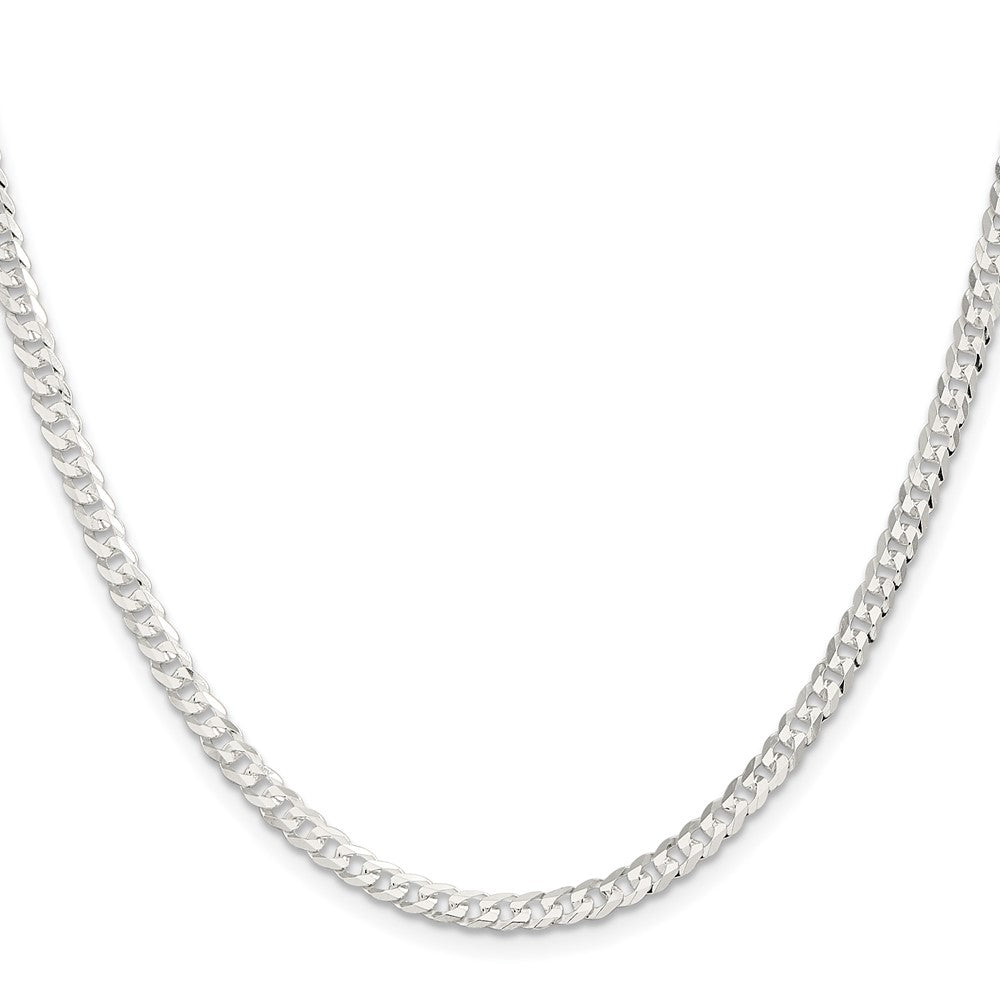 24 Inch Sterling Silver 3.8mm Flat Curb Chain Necklace