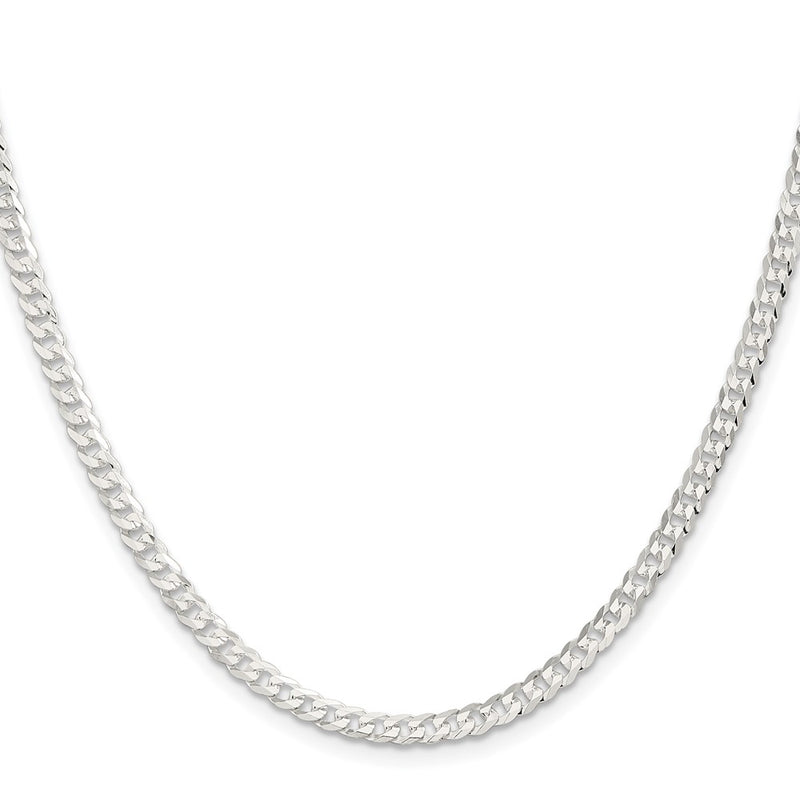 30 Inch Sterling Silver 3.8mm Flat Curb Chain Necklace