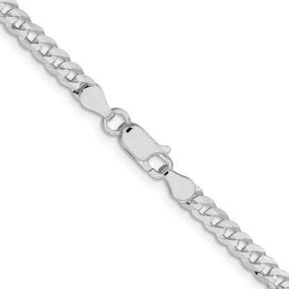 16 Inch Sterling Silver 3.8mm Flat Curb Chain Necklace