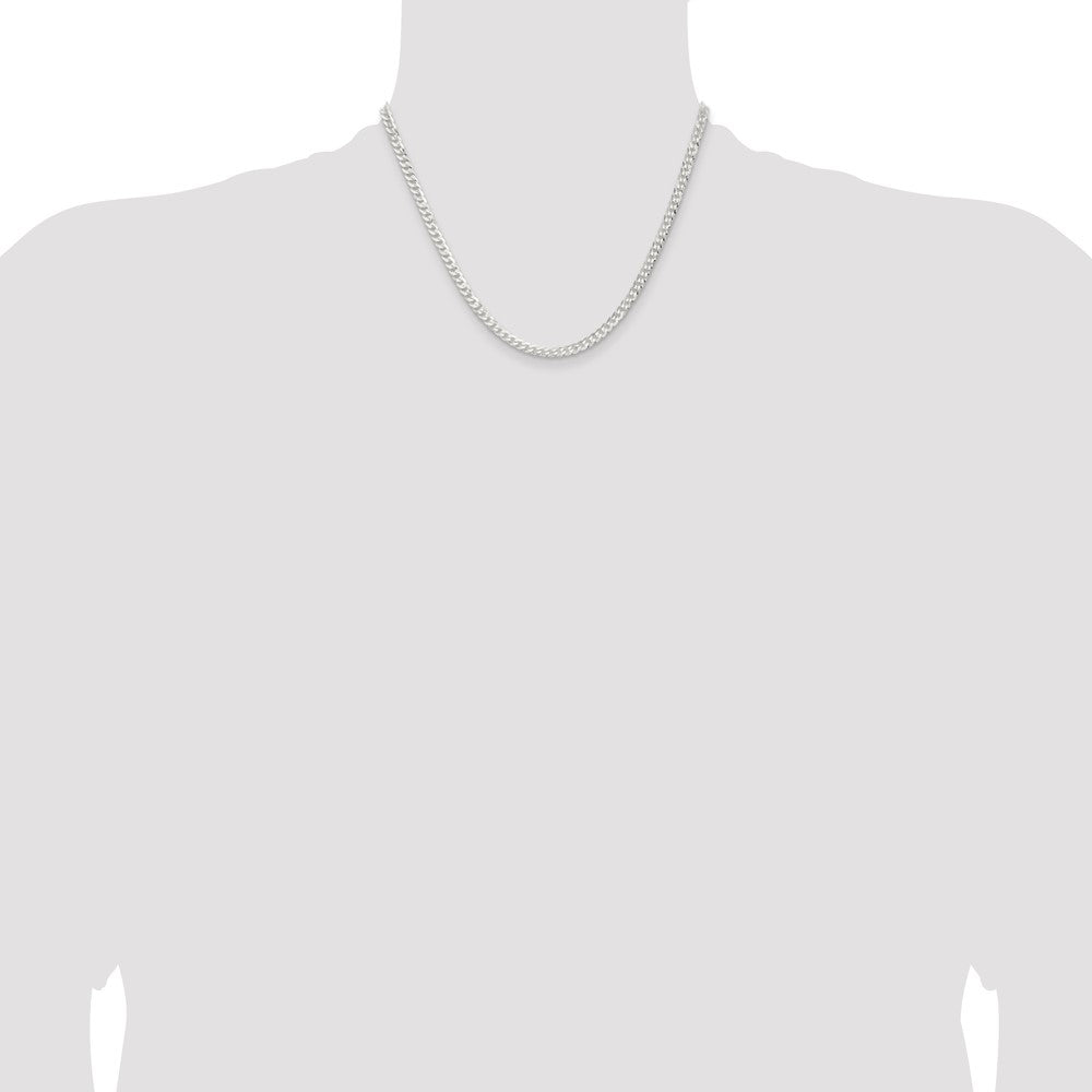 18 Inch Sterling Silver 3.8mm Flat Curb Chain Necklace