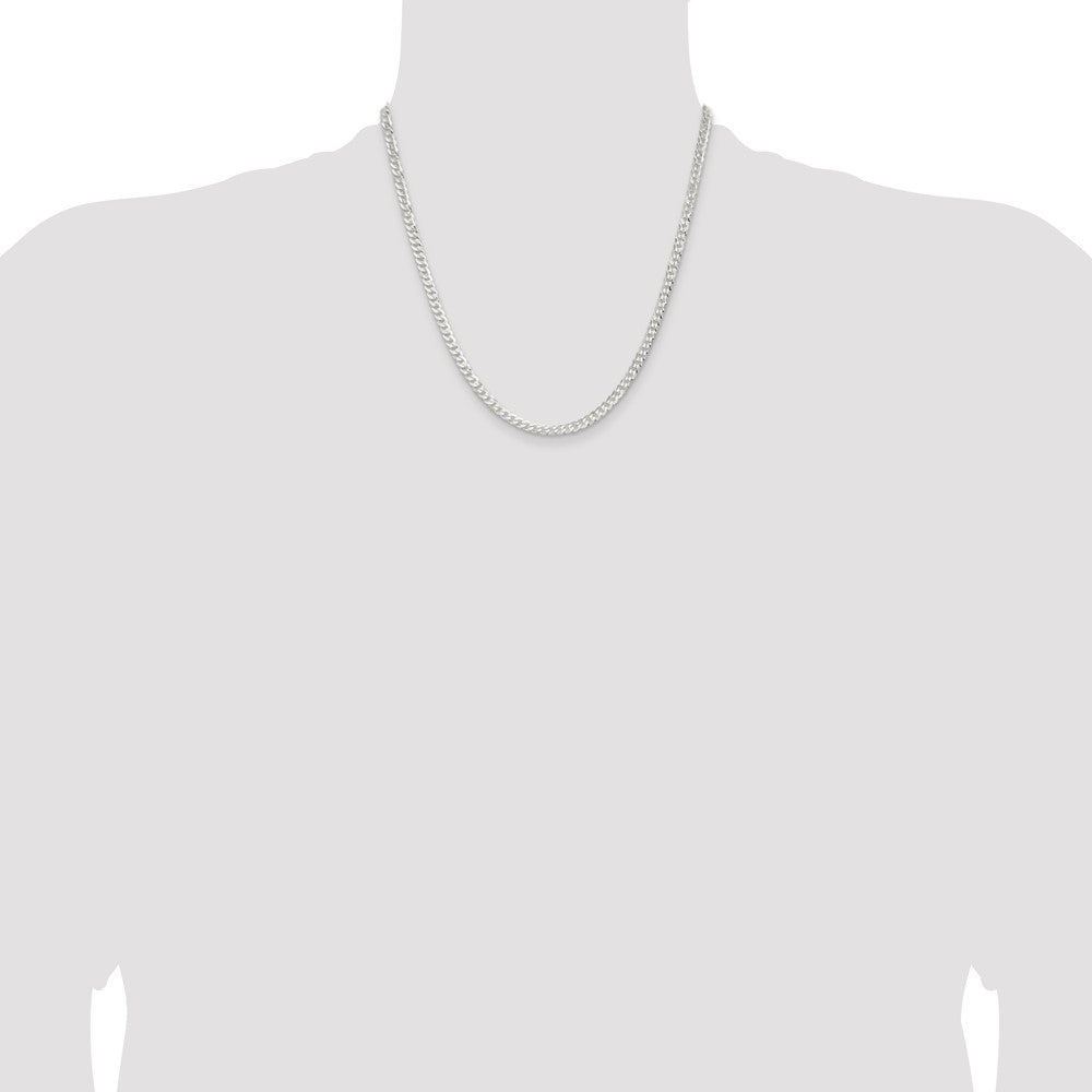 20 Inch Sterling Silver 3.8mm Flat Curb Chain Necklace