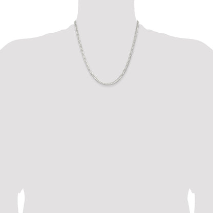 20 Inch Sterling Silver 3.8mm Flat Curb Chain Necklace