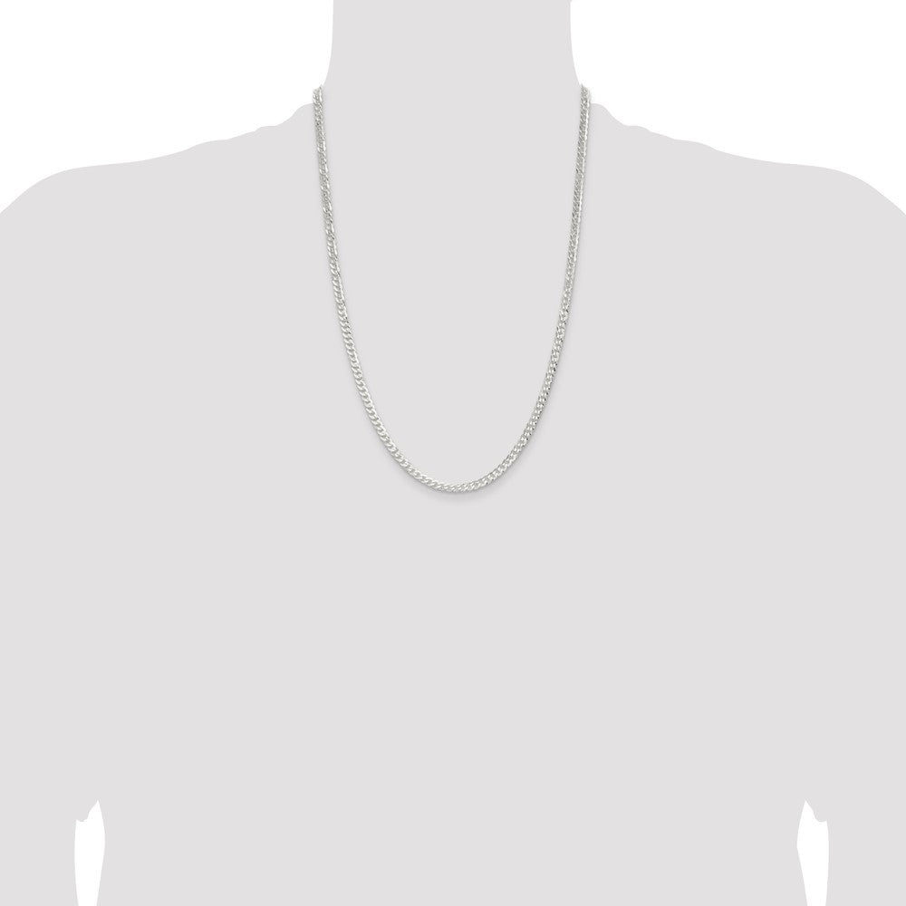24 Inch Sterling Silver 3.8mm Flat Curb Chain Necklace