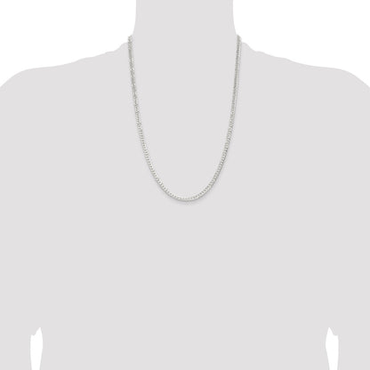 24 Inch Sterling Silver 3.8mm Flat Curb Chain Necklace