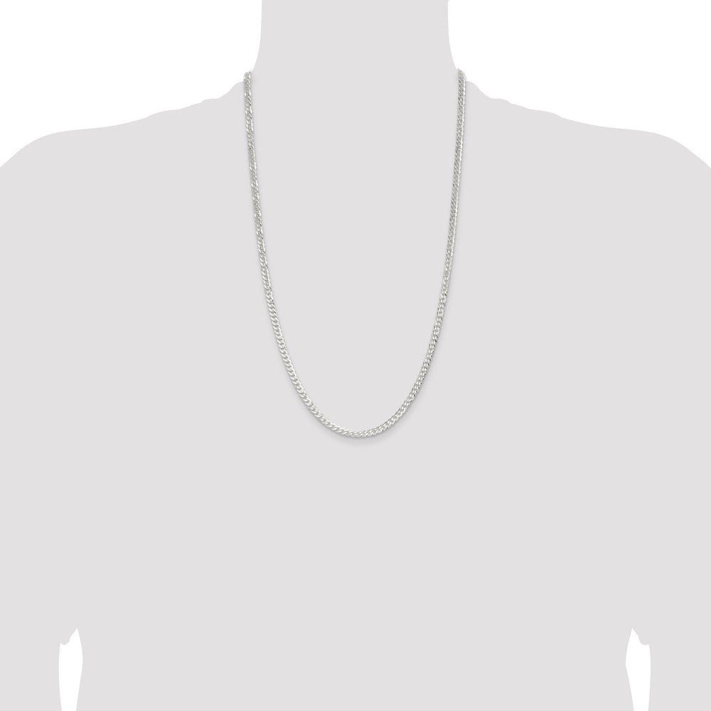 26 Inch Sterling Silver 3.8mm Flat Curb Chain Necklace