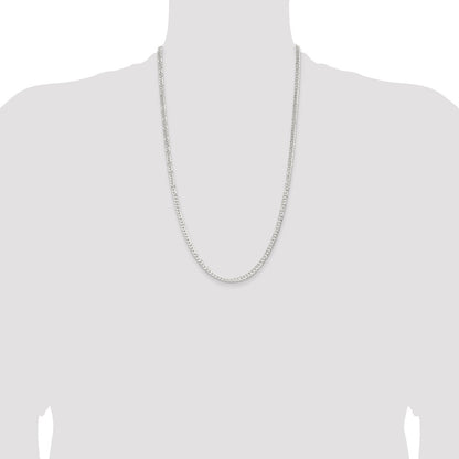26 Inch Sterling Silver 3.8mm Flat Curb Chain Necklace