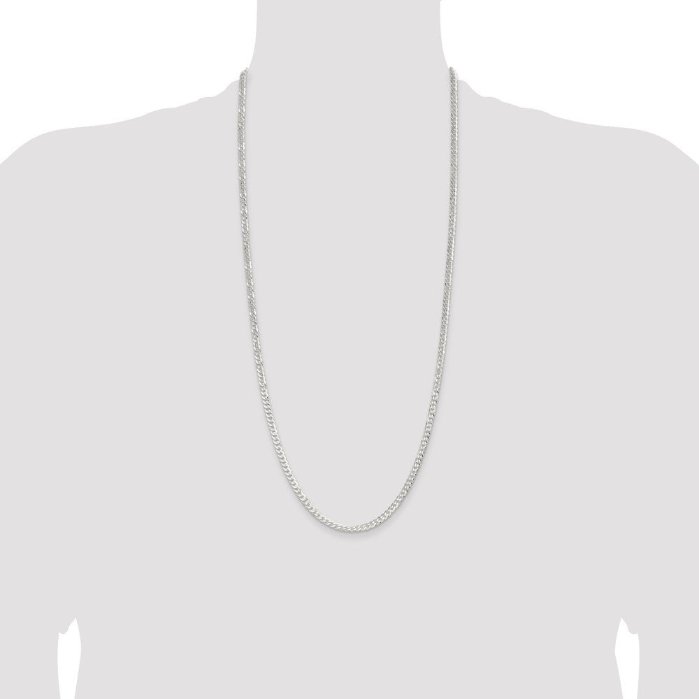 30 Inch Sterling Silver 3.8mm Flat Curb Chain Necklace