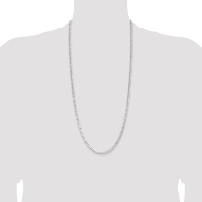 30 Inch Sterling Silver 3.8mm Flat Curb Chain Necklace