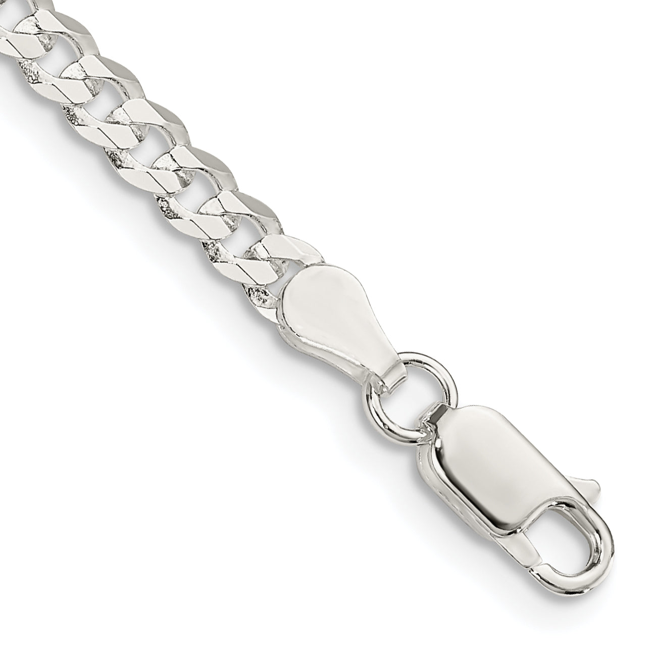 7 Inch Sterling Silver 3.8mm Flat Curb Chain