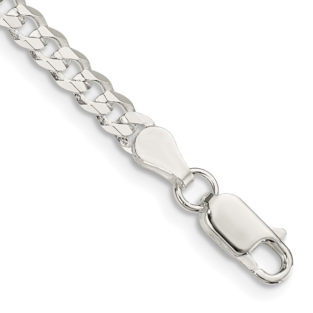 9 Inch Sterling Silver 3.8mm Flat Curb Chain Bracelet