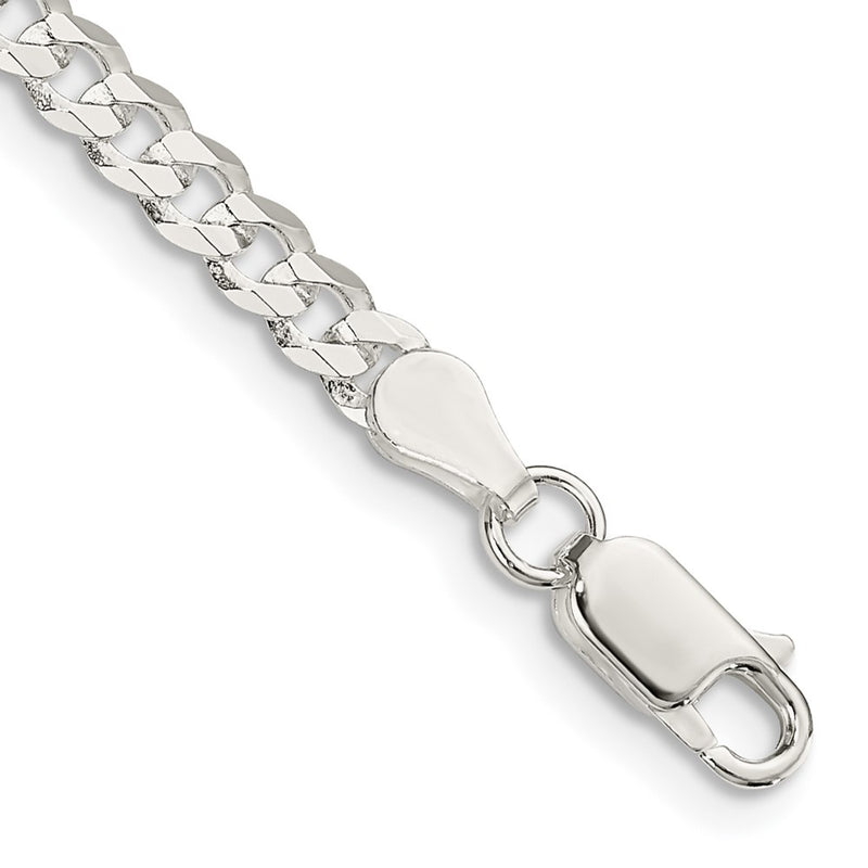 9 Inch Sterling Silver 3.8mm Flat Curb Chain Bracelet