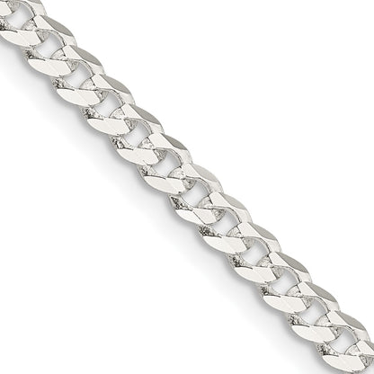 16 Inch Sterling Silver 3.8mm Flat Curb Chain Necklace