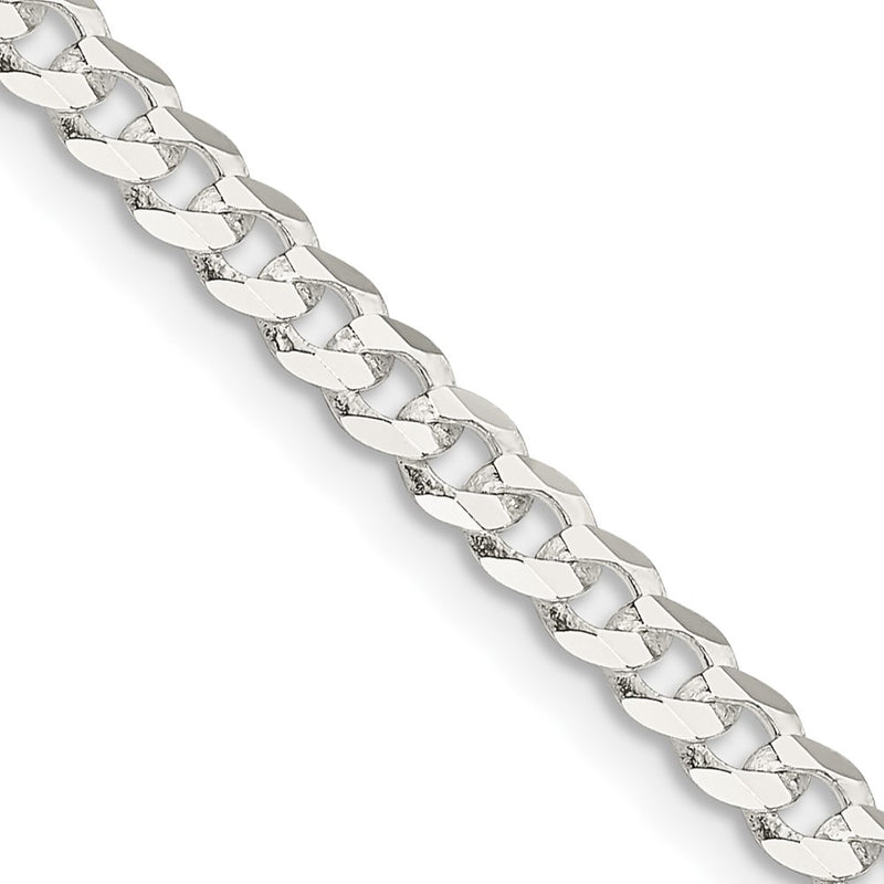 16 Inch Sterling Silver 3.8mm Flat Curb Chain Necklace