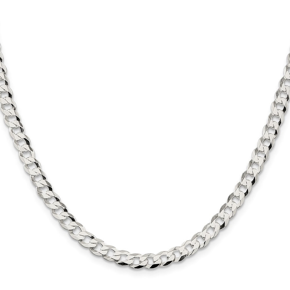 30 Inch Sterling Silver 5.75mm Flat Curb Chain Necklace