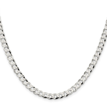 30 Inch Sterling Silver 5.75mm Flat Curb Chain Necklace