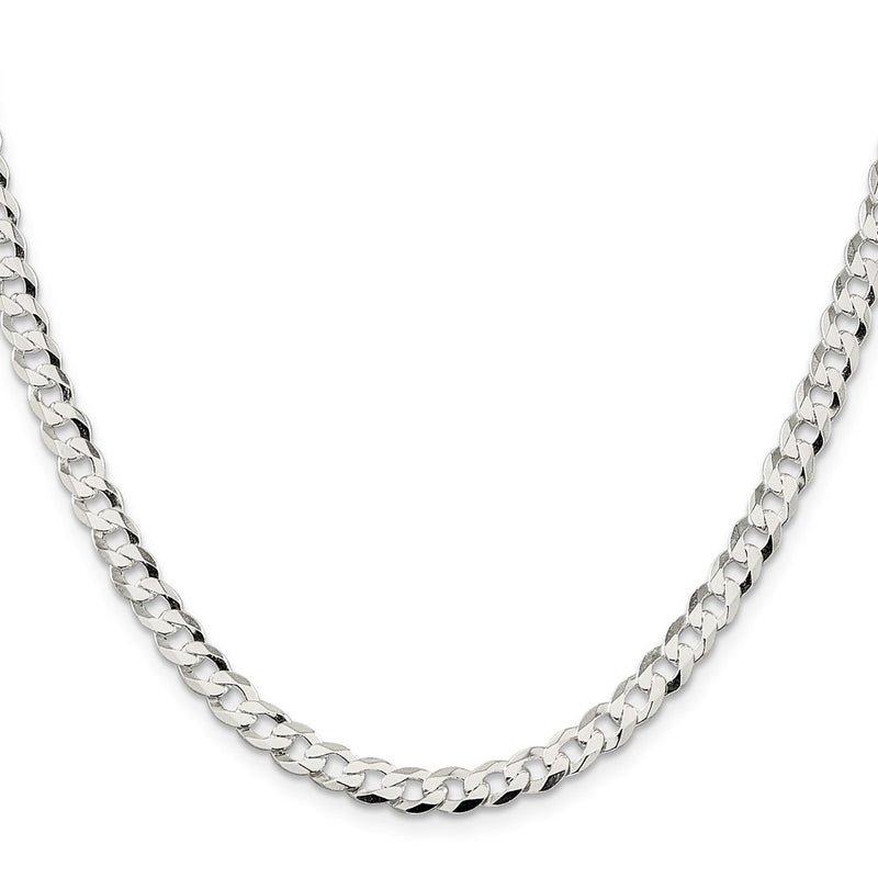 30 Inch Sterling Silver 5.75mm Flat Curb Chain Necklace