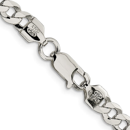 30 Inch Sterling Silver 5.75mm Flat Curb Chain Necklace