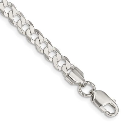 9 Inch Sterling Silver 5.75mm Flat Curb Chain Bracelet