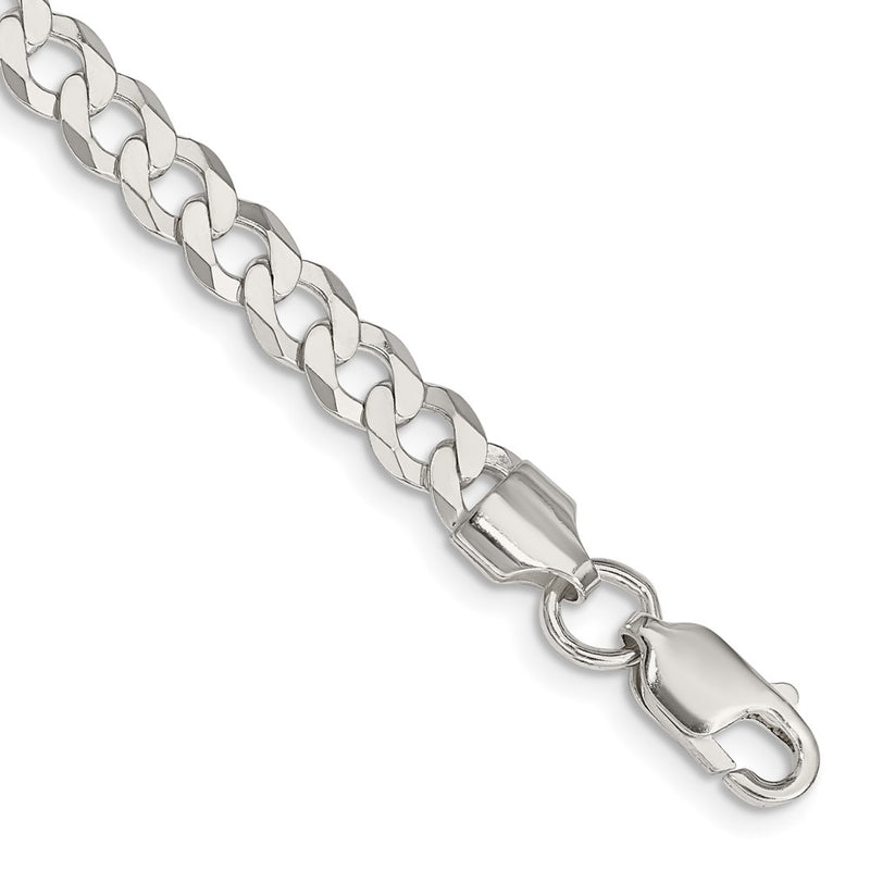 9 Inch Sterling Silver 5.75mm Flat Curb Chain Bracelet