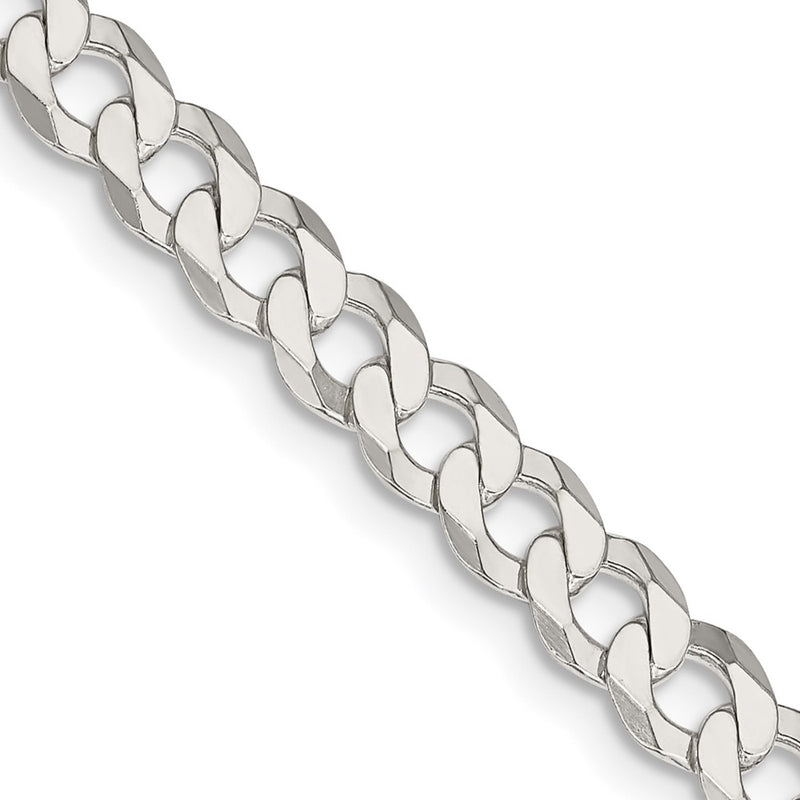 30 Inch Sterling Silver 5.75mm Flat Curb Chain Necklace