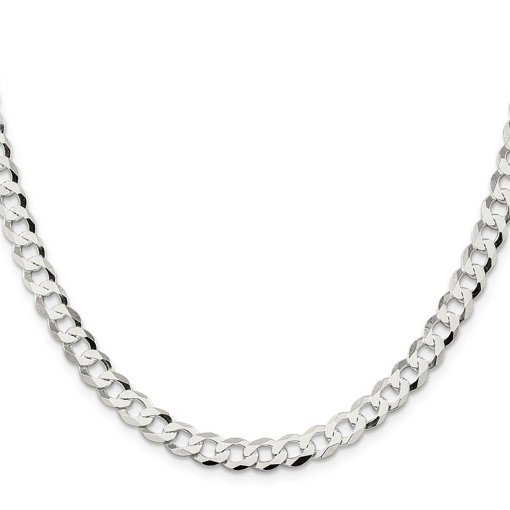 30 Inch Sterling Silver 6.8mm Flat Curb Chain Necklace