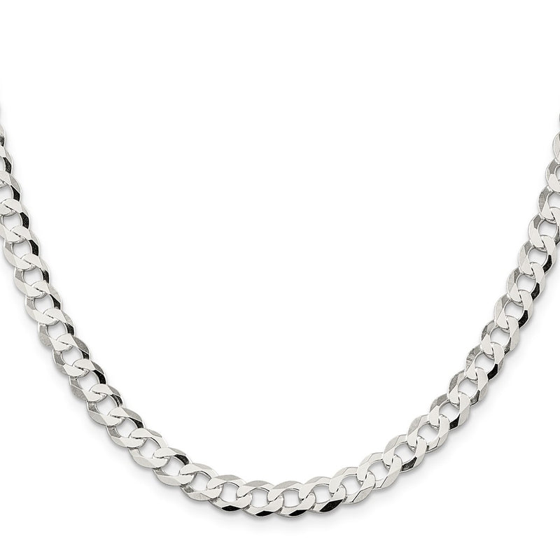 30 Inch Sterling Silver 6.8mm Flat Curb Chain Necklace
