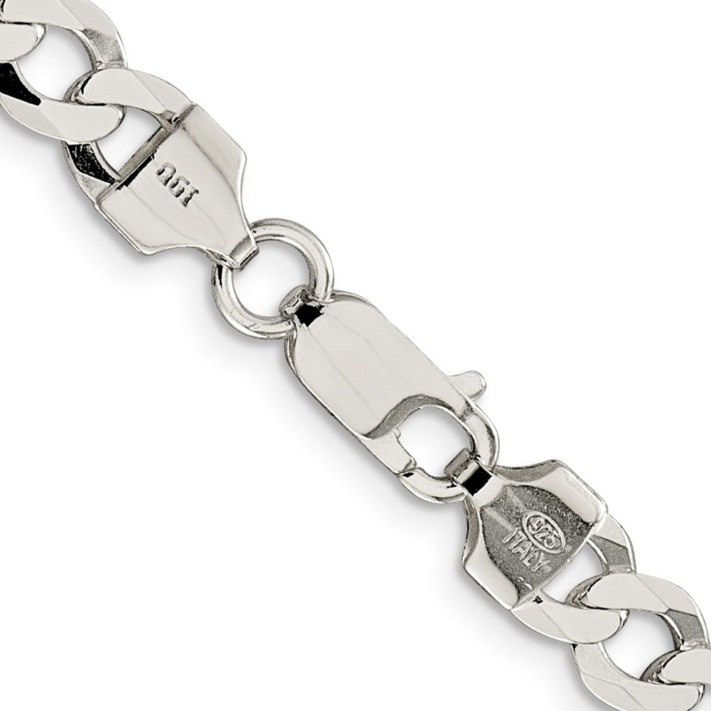 30 Inch Sterling Silver 6.8mm Flat Curb Chain Necklace