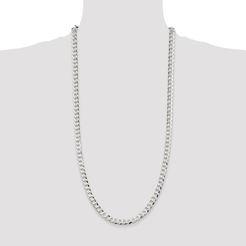 30 Inch Sterling Silver 6.8mm Flat Curb Chain Necklace