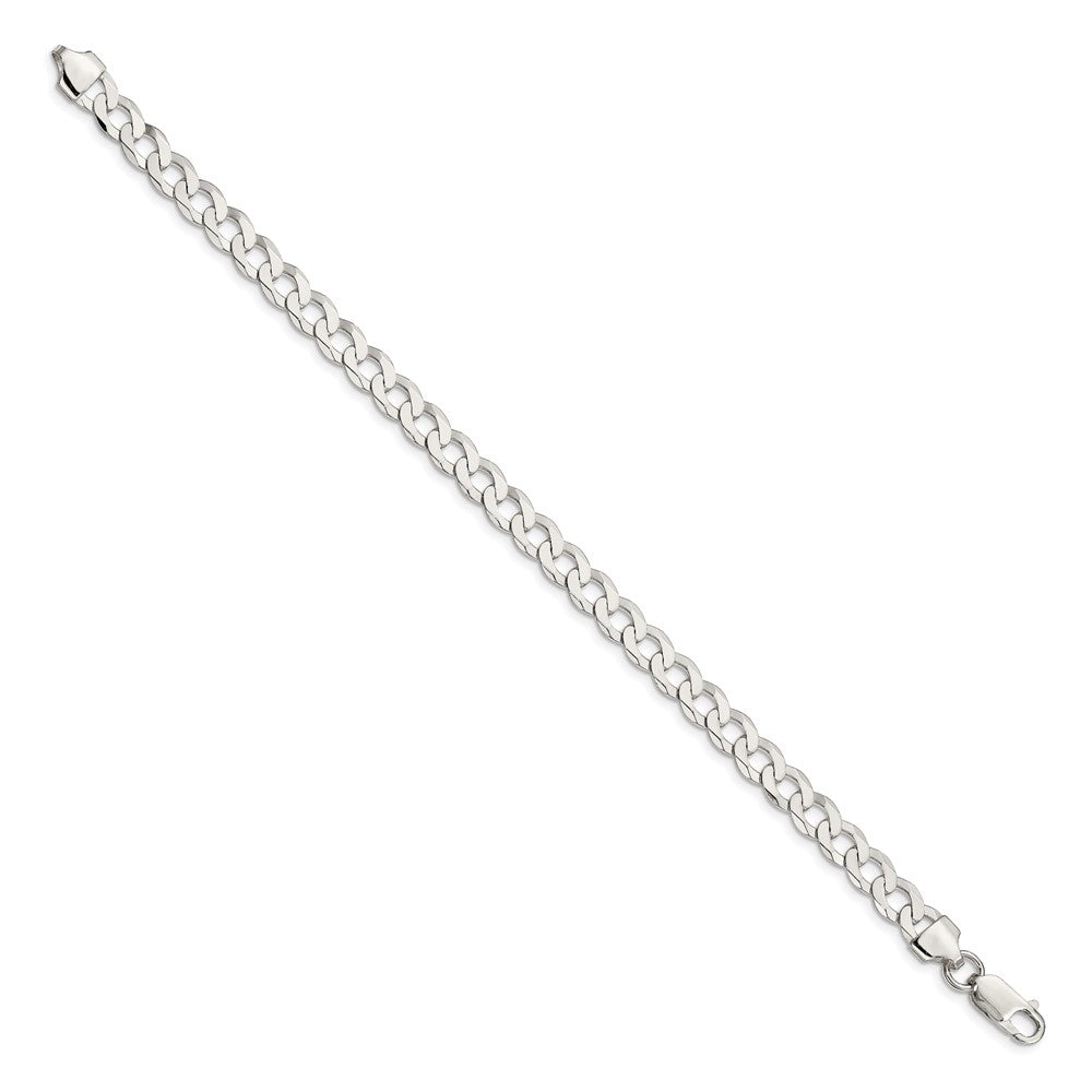 8 Inch Sterling Silver 6.8mm Flat Curb Chain Bracelet