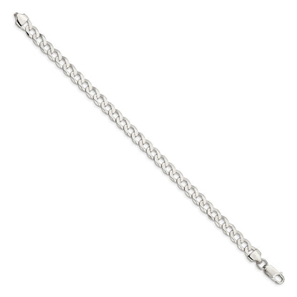 8 Inch Sterling Silver 6.8mm Flat Curb Chain Bracelet