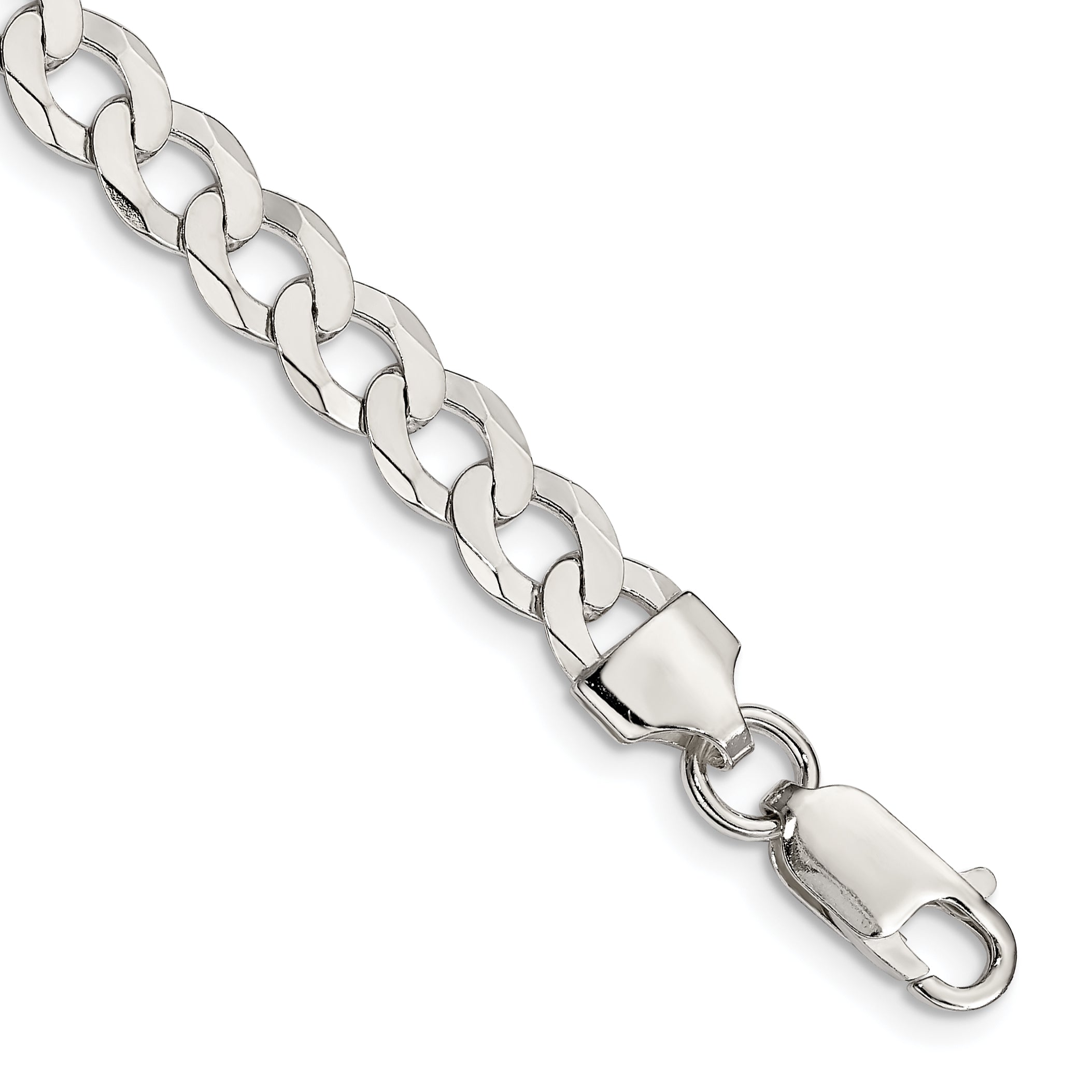 7 Inch Sterling Silver 6.8mm Flat Curb Chain