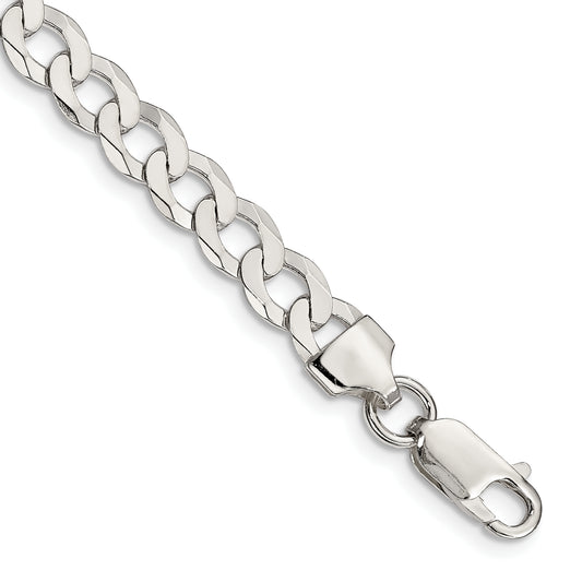 7 Inch Sterling Silver 6.8mm Flat Curb Chain