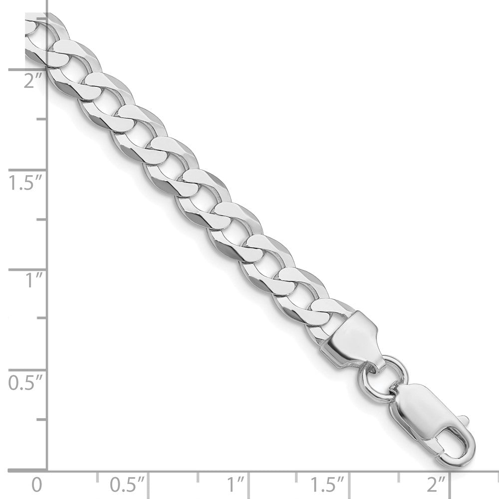Sterling Silver Rhodium-Plated 6.8mm Flat Curb Chain