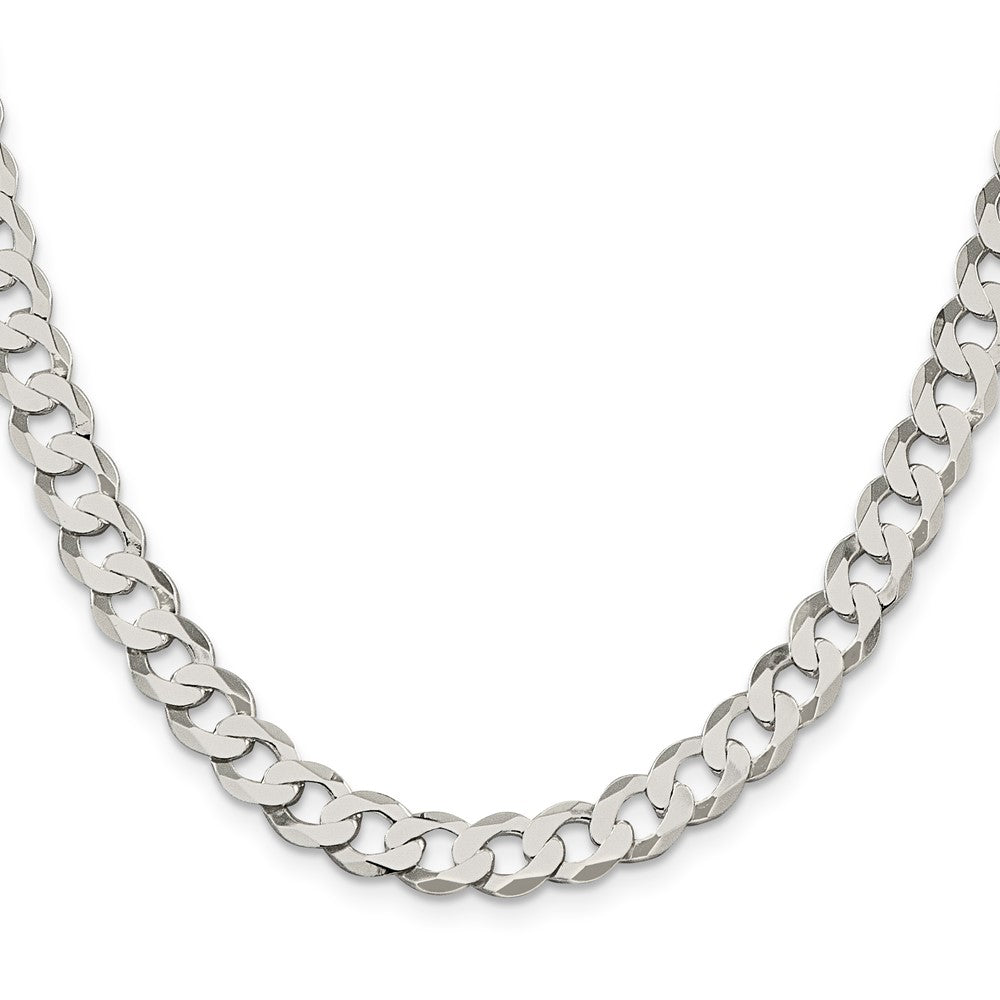 30 Inch Sterling Silver 7.5mm Flat Curb Chain Necklace