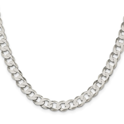 30 Inch Sterling Silver 7.5mm Flat Curb Chain Necklace