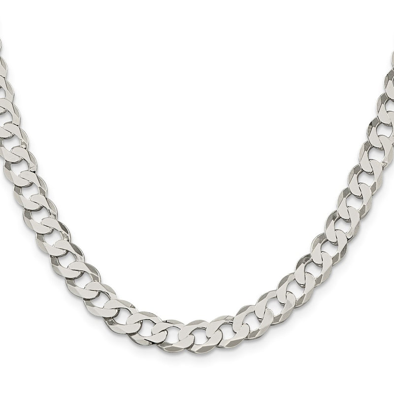 30 Inch Sterling Silver 7.5mm Flat Curb Chain Necklace