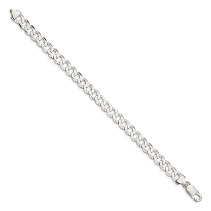 9 Inch Sterling Silver 7.5mm Flat Curb Chain Bracelet