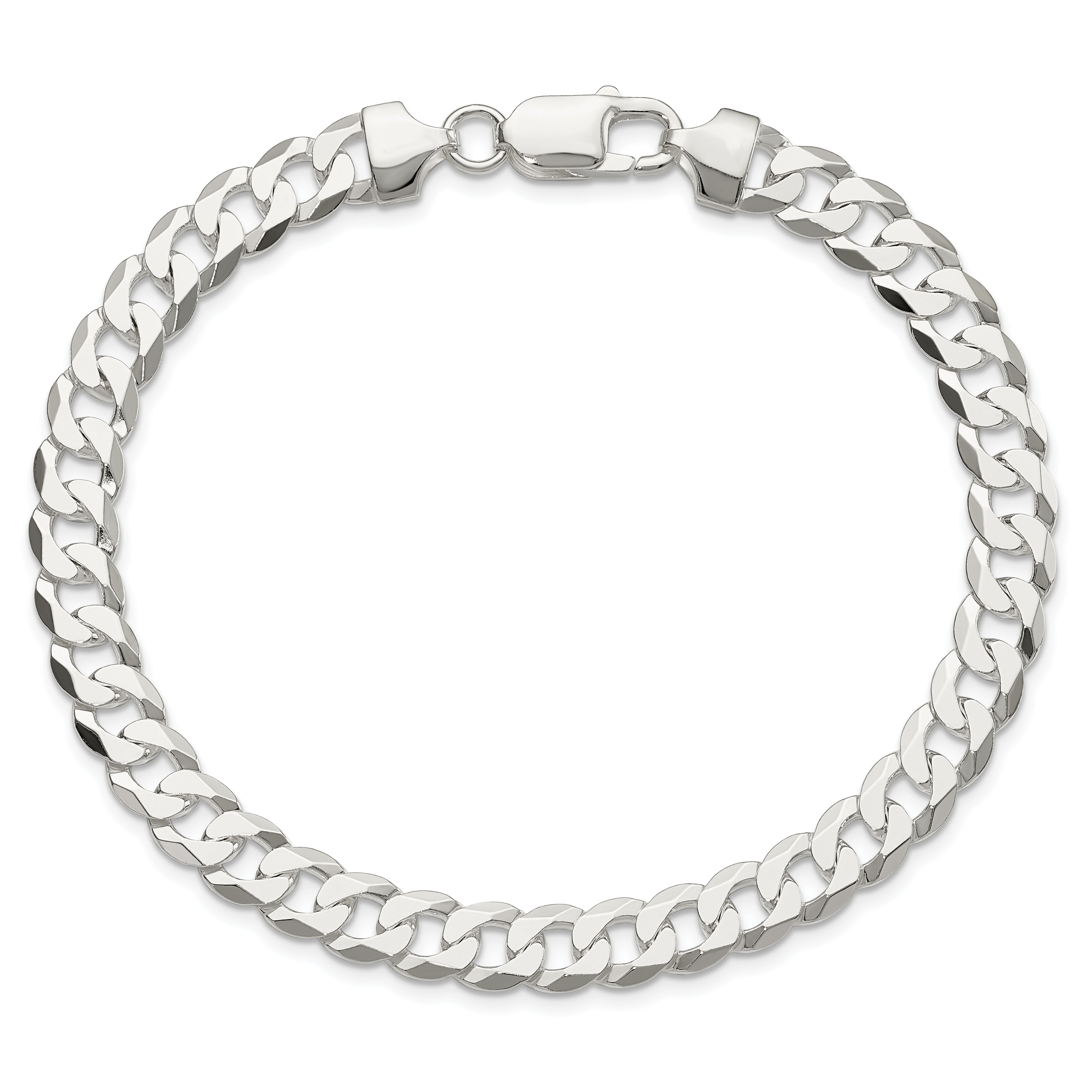 7 Inch Sterling Silver 7.5mm Flat Curb Chain