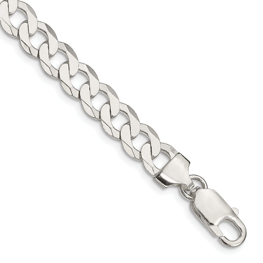 7 Inch Sterling Silver 7.5mm Flat Curb Chain